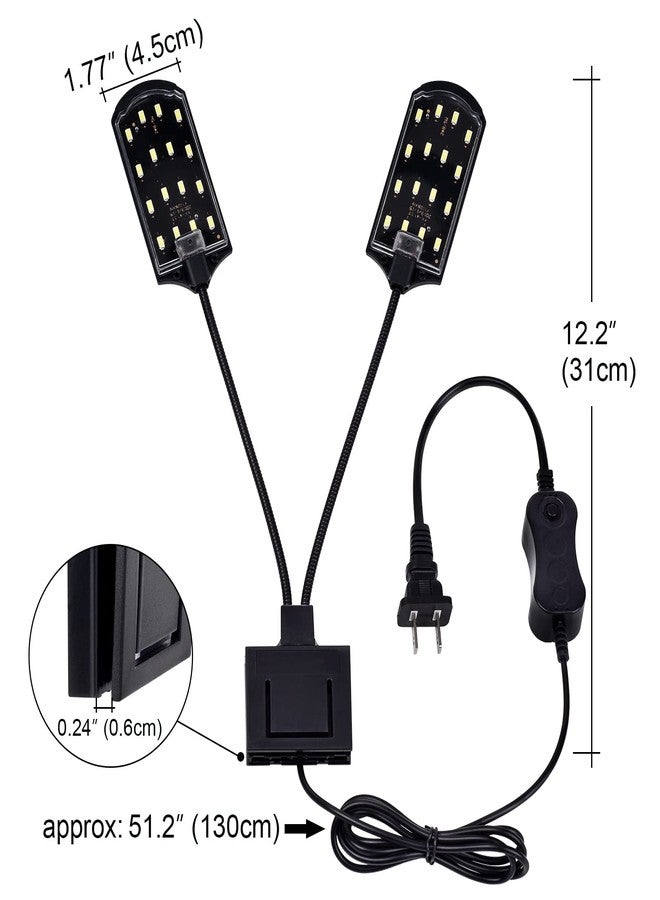 WEAVERBIRD Double Head Aquarium Fish Tank Light 15W 32 LED Aquarium Planted Clip Lamp 1600LM White LED Lighting for 8-15 Inch Fish Tank - Image 2